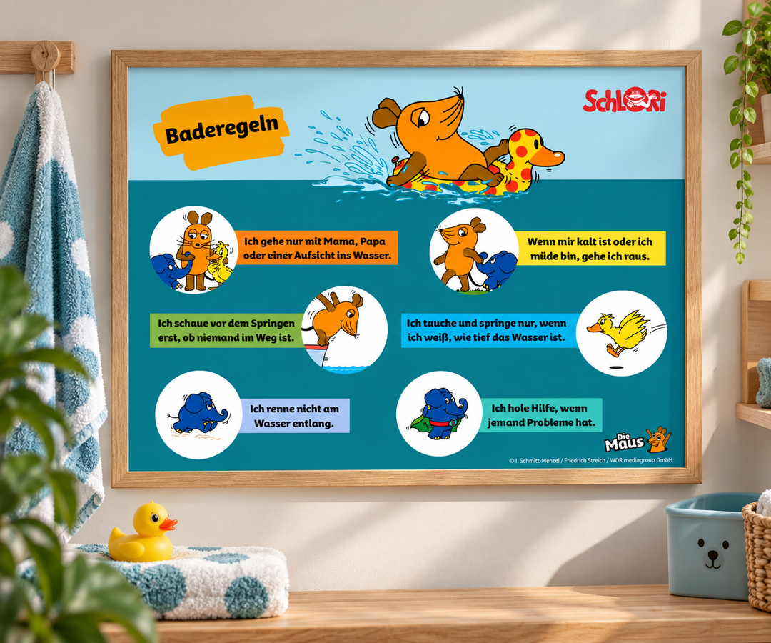 Maus Baderegeln-Poster