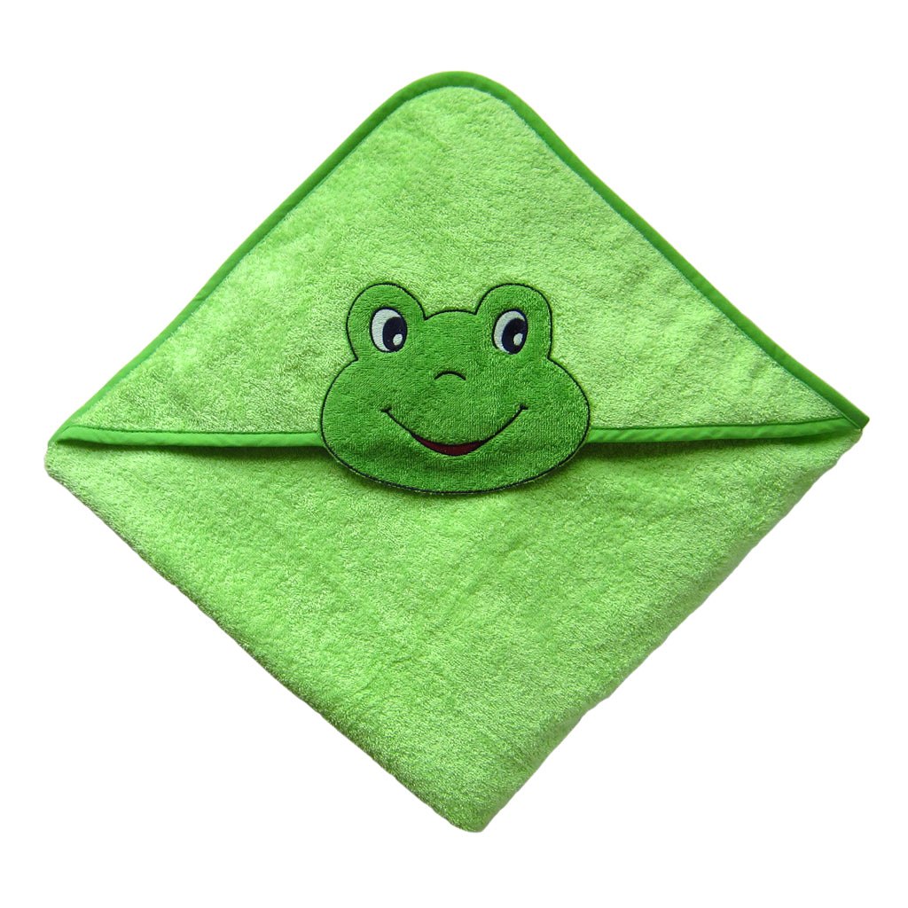 Kapuzen Badehandtuch in Grün mit Froschmotiv für Kinder